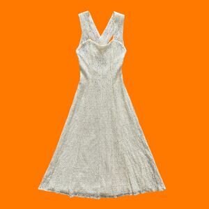 90's vintage ivory white floral lace midi maxi dress Size 7/8 *runs small*